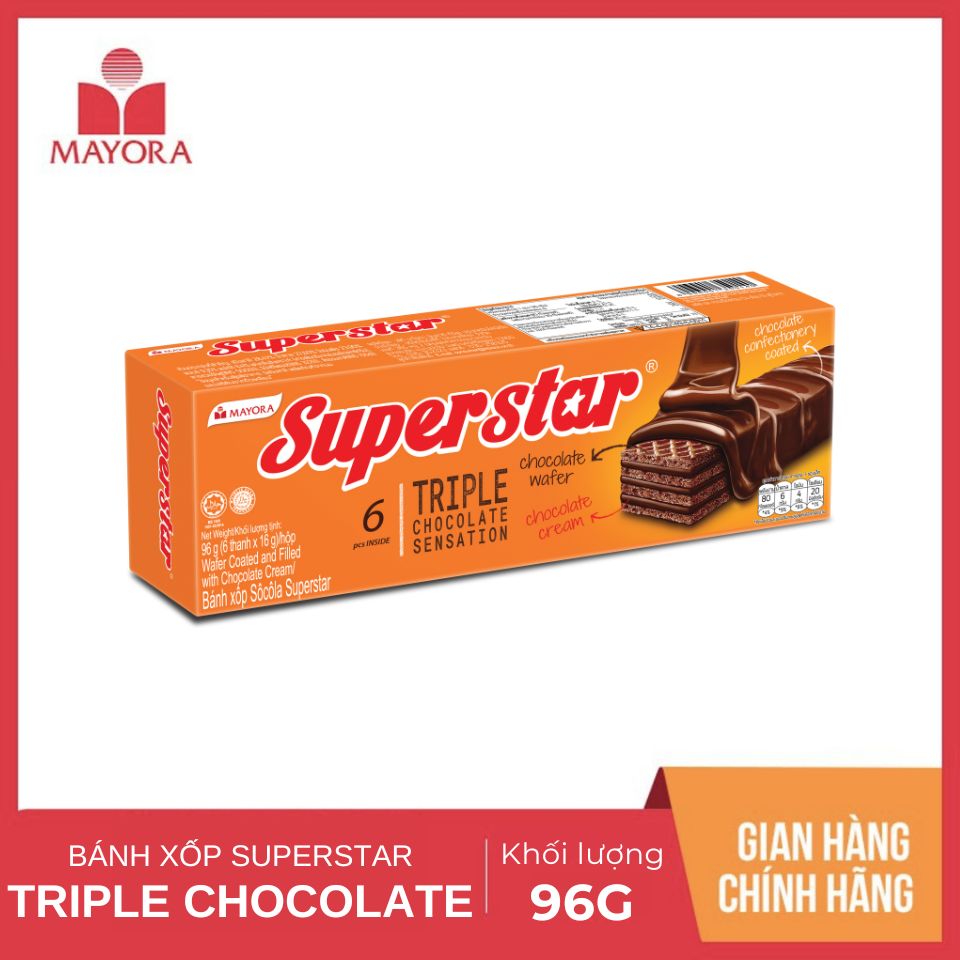 Bánh xốp superstar triple choco 96g