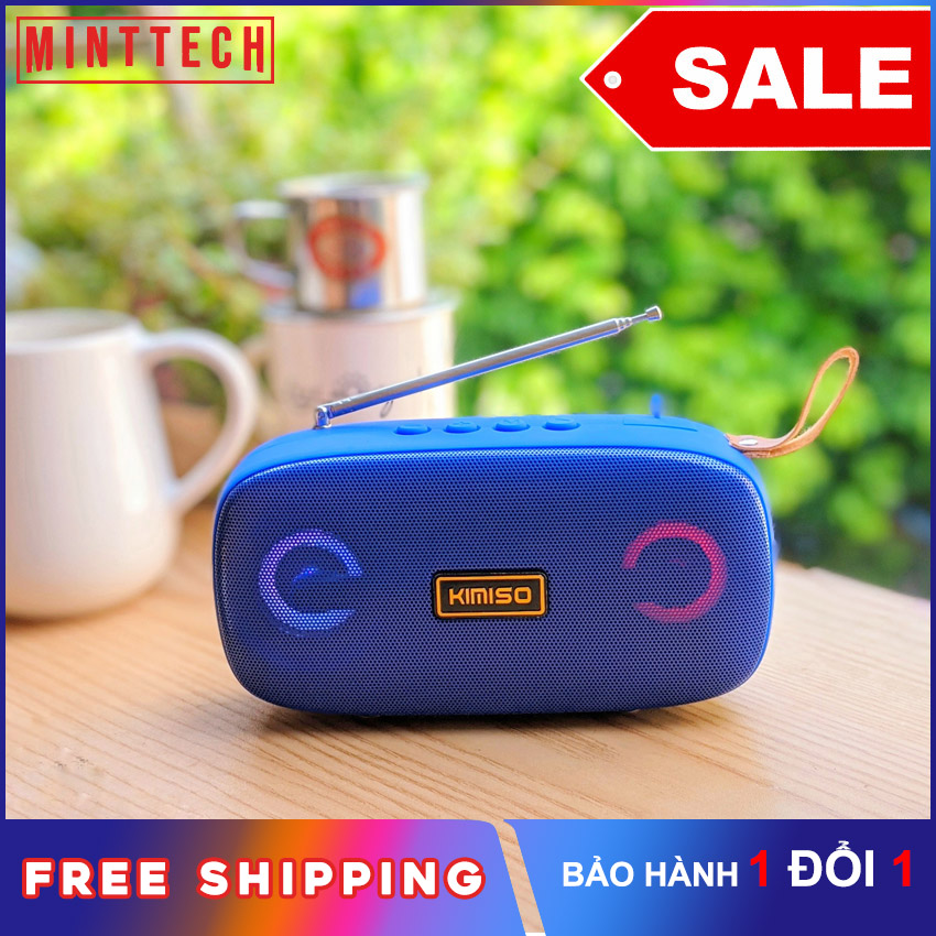 [Chính hãng] Loa Bluetooth không dây Kimiso KMS 305 MintTech mini đa năng cầm tay chất lượng siêu bass sóng FM có khe cắm USB thẻ nhớ AUX phù hợp mang đi du lịch hay nghe đài kết nối điện thoại máy tính