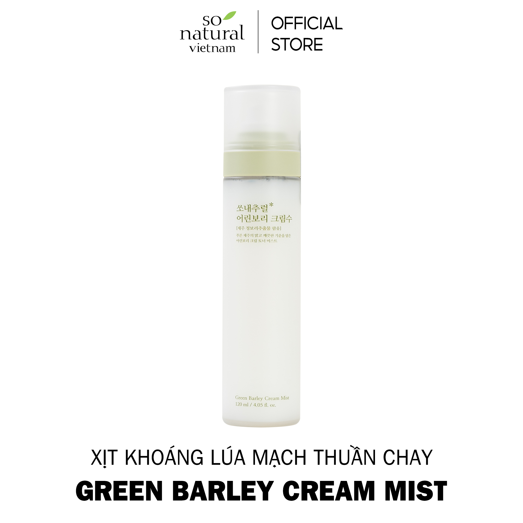 Xịt Khoáng Cấp Ấm Dưỡng Da Mầm Lúa Mạch Green Barley Cream Mist So Natural Chính Hãng Hàn Quốc (120ML)