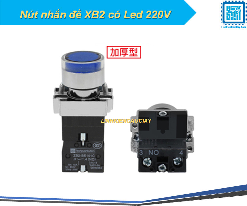 Nút nhấn đề xb2 có led 220v