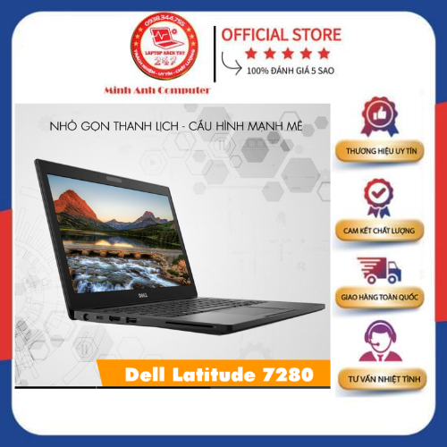Laptop Mini 12.5inch Dell 7280 Core I5 - 7200u/Ram 8Gb/SSD 256Gb Mỏng Nhẹ Đẹp Keng - Máy Tính Chạy 24/24