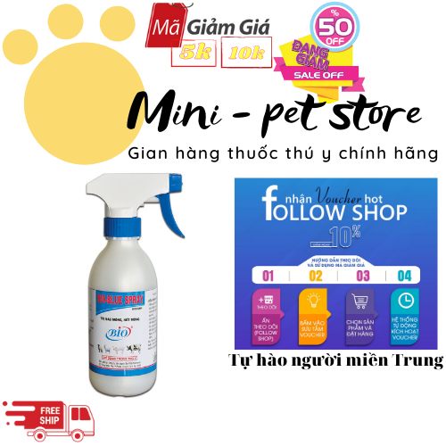 SÁT TRÙNG VẾT THƯƠNG DẠNG PHUN XỊT( XANH) 100ML - THUỐC  THÚ Y BIO BLUE SPRAY