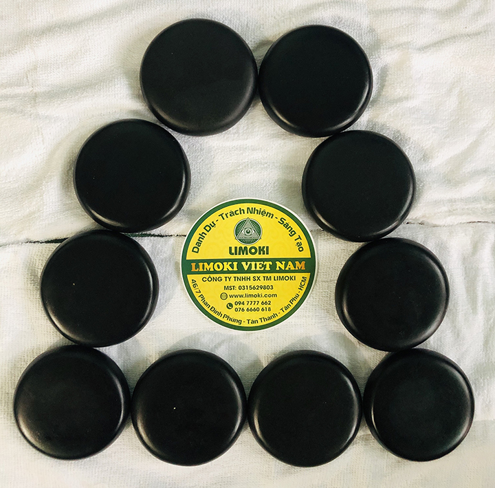 Bộ 10 Viên Đá Bazan Nóng Massage Tròn Trung 8x8x2cm