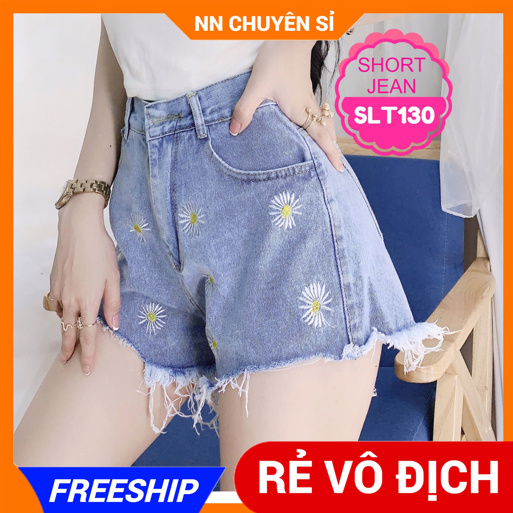 Quần short jean thêu bông cúc slt130 🛑 ảnh thật 🛑 quần jean đùi 🛑 quần short nữ 🛑