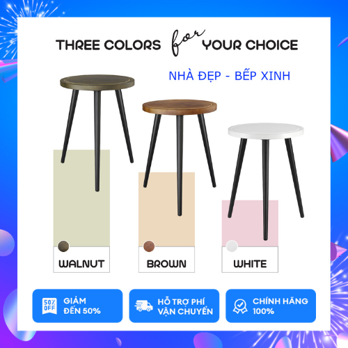 Bàn trà + coffee, đôn gỗ, kệ để chậu hoa, bàn kê đầu giường, mặt 30cm, chân tháo rời bằng thép không gỉ cao 40cm.