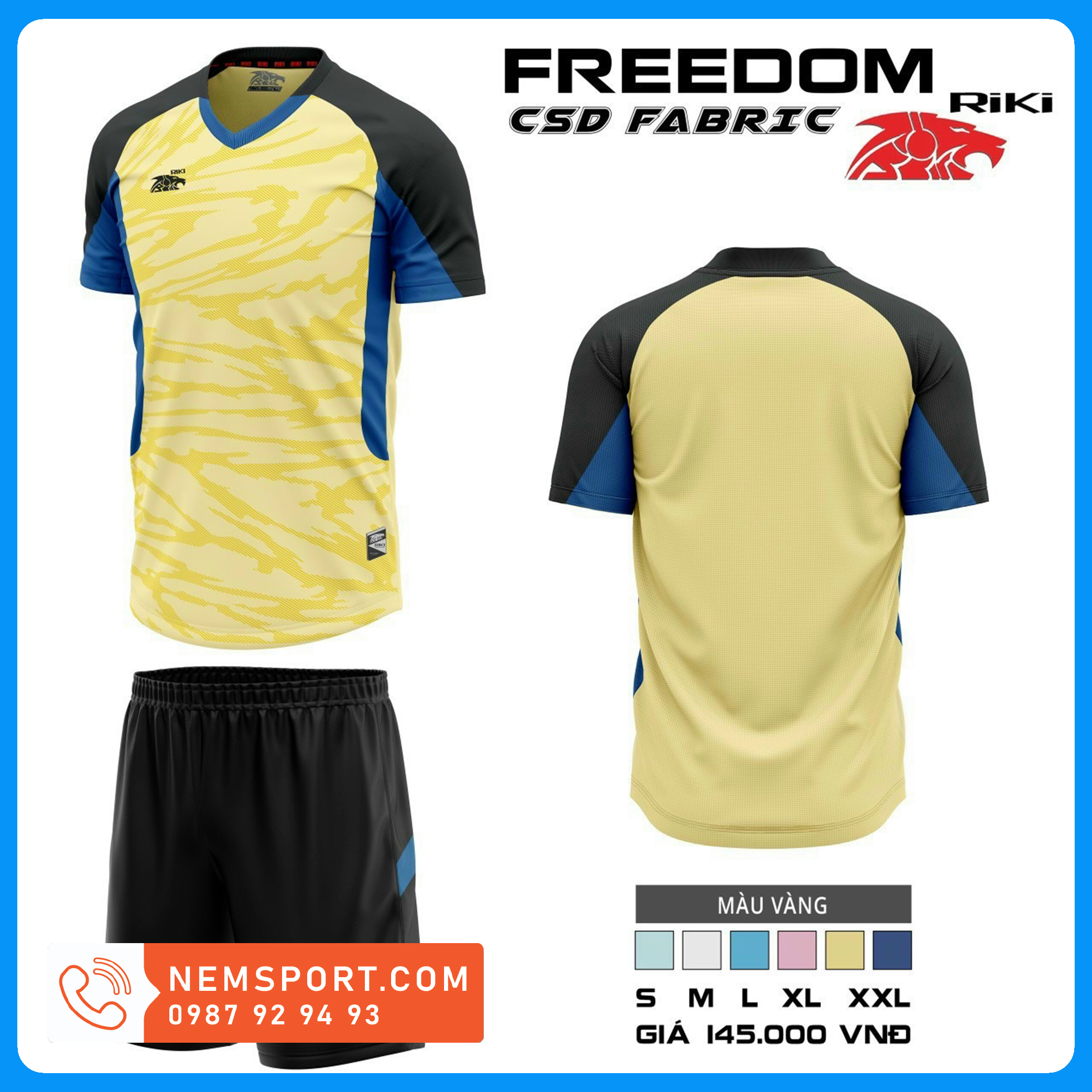 Quần áo đá bóng không logo riki freedom mẫu mới nhất 2021