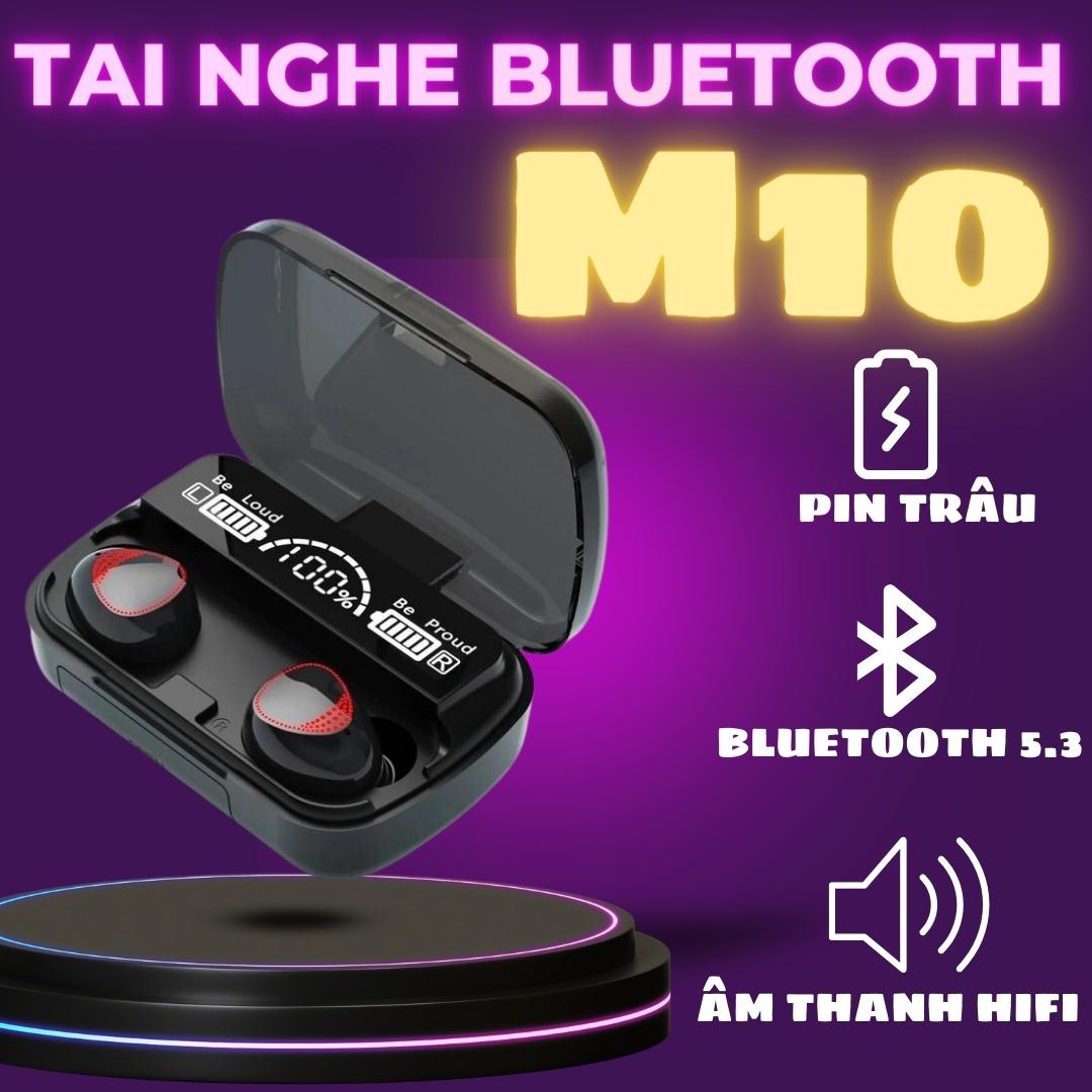 Tai nghe Bluetooth 5.1 M10 Pro Pin 3500 mAh, Bản Quốc Tế Có Mic Đàm Thoại, Kháng Nước Bụi,Tặng bút vệ sinh tai nghe.