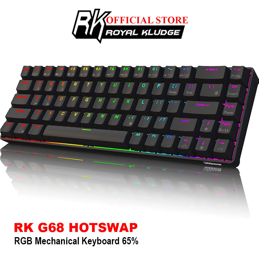 Hotswap RK G68 - Bàn phím cơ không dây Royal Kludge RK G68 Led Đơn 68 phím pin 3150mAh kết nối Bluetooth 5.1/ 2.4G/ USB - Type-C có dây dành cho máy Điện thoại, Laptop,PC và Macbook- Bảo Hành 3 tháng - Hàng Chính hãng