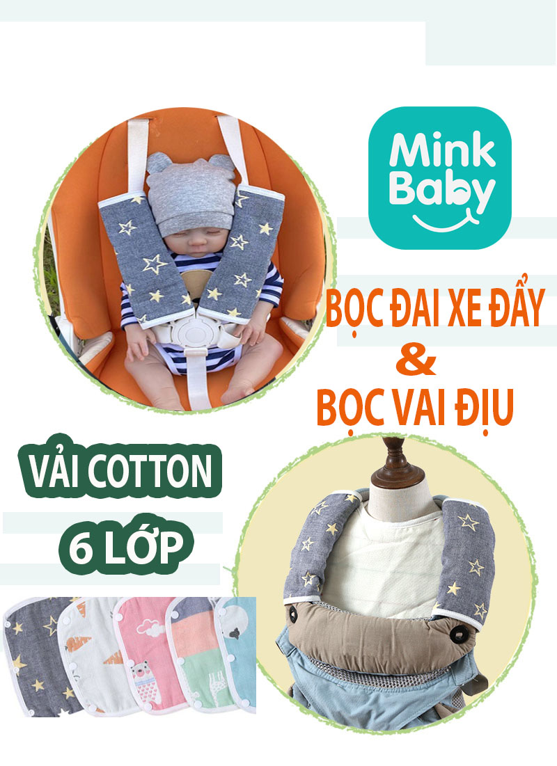 Bọc đai xe đẩy, bọc vai địu em bé minkbaby
