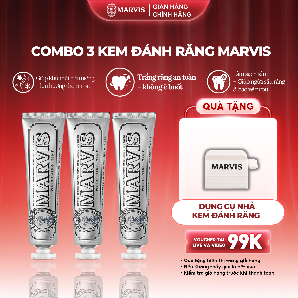  Combo 3 Tuýp Kem Đánh Răng Marvis Garden Collection 85ml 