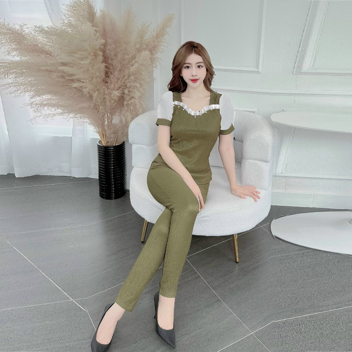Đồ bộ nữ quần dài mặc nhà vải thun xốp, bộ đồ ngủ nữ đồ mặc nhà, quần áo mặc ở nhà nữ - CN151