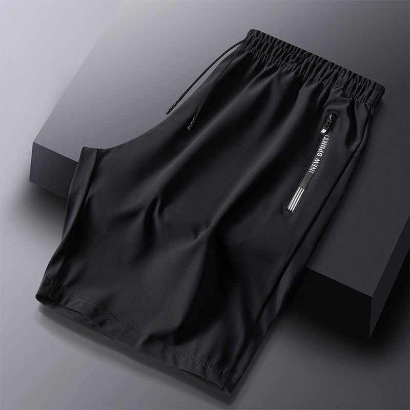 Quần short thun lạnh thể thao, quần đùi nam có 2 túi khóa kéo vải dày co dãn 4 chiều có BIGSIZE DUI01