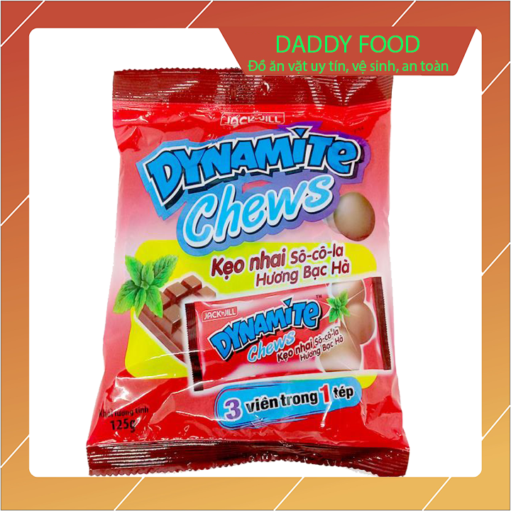 Kẹo nhai hương socola dynamite 20 gói mỗi gói 3 viên khối lượng tịnh 125g hàng Thái xịn