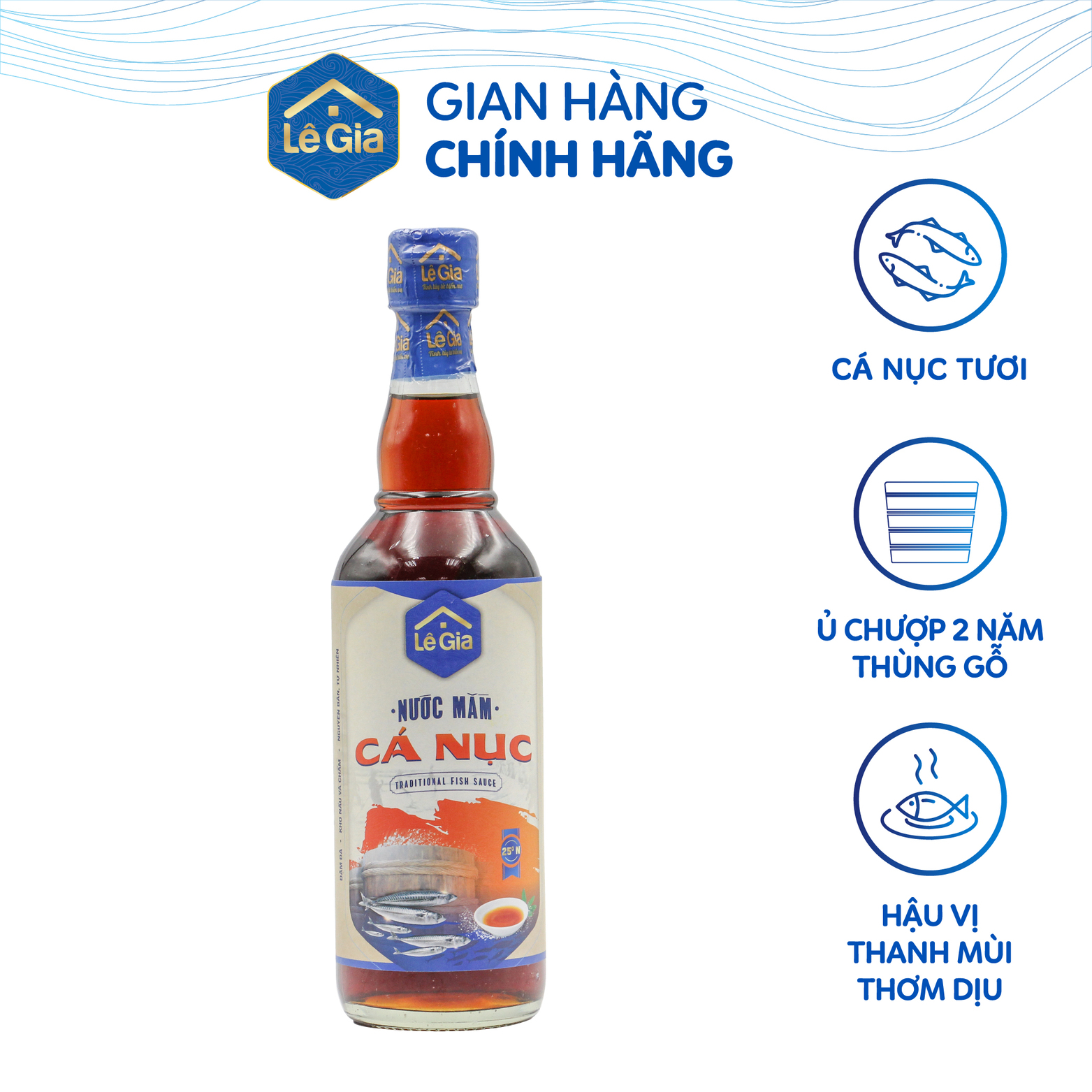 Nước Mắm Cá Nục Lê Gia chai 525ml
