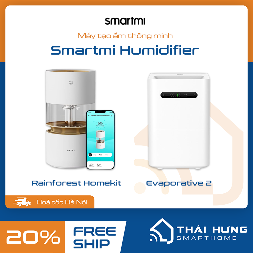 Máy tạo độ ẩm Smartmi Evaporative Humidifier 2/Rain Forest, bản quốc tế - Hàng chính hãng