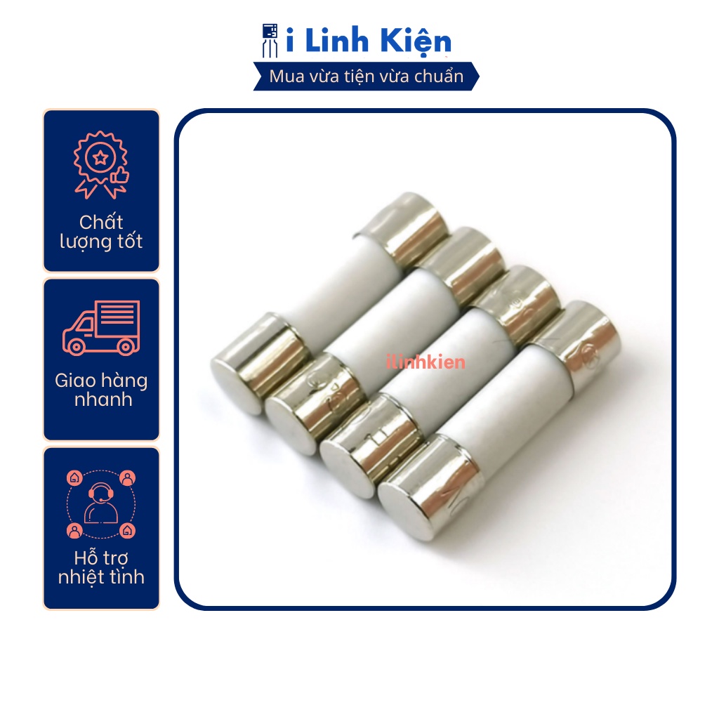 Cầu chì ống sứ 1a/2a/3a/4a/5a/6a/8a/10a/15a/20a 5x20mm.