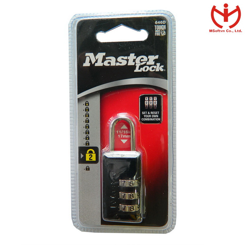 Ổ khóa số vali Master Lock 646 thân rộng 20mm - khóa hành lý - MSOFT