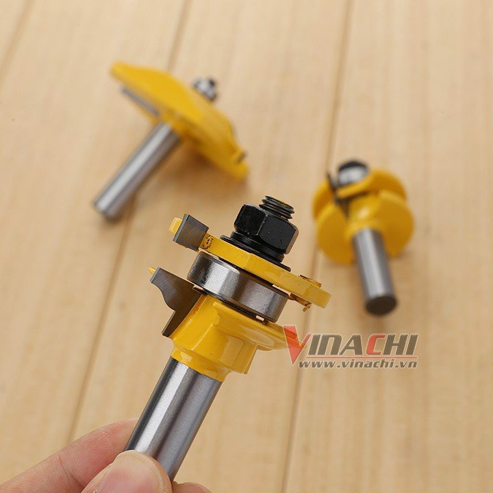 Bộ 3 Mũi Làm Tủ Bếp Vàng 1704 - Bộ 3 Mũi Làm Tủ Bếp Vàng 1704 Vinachi chuyên dùng để làm mộng tủ bếp và huỳnh ván tủ