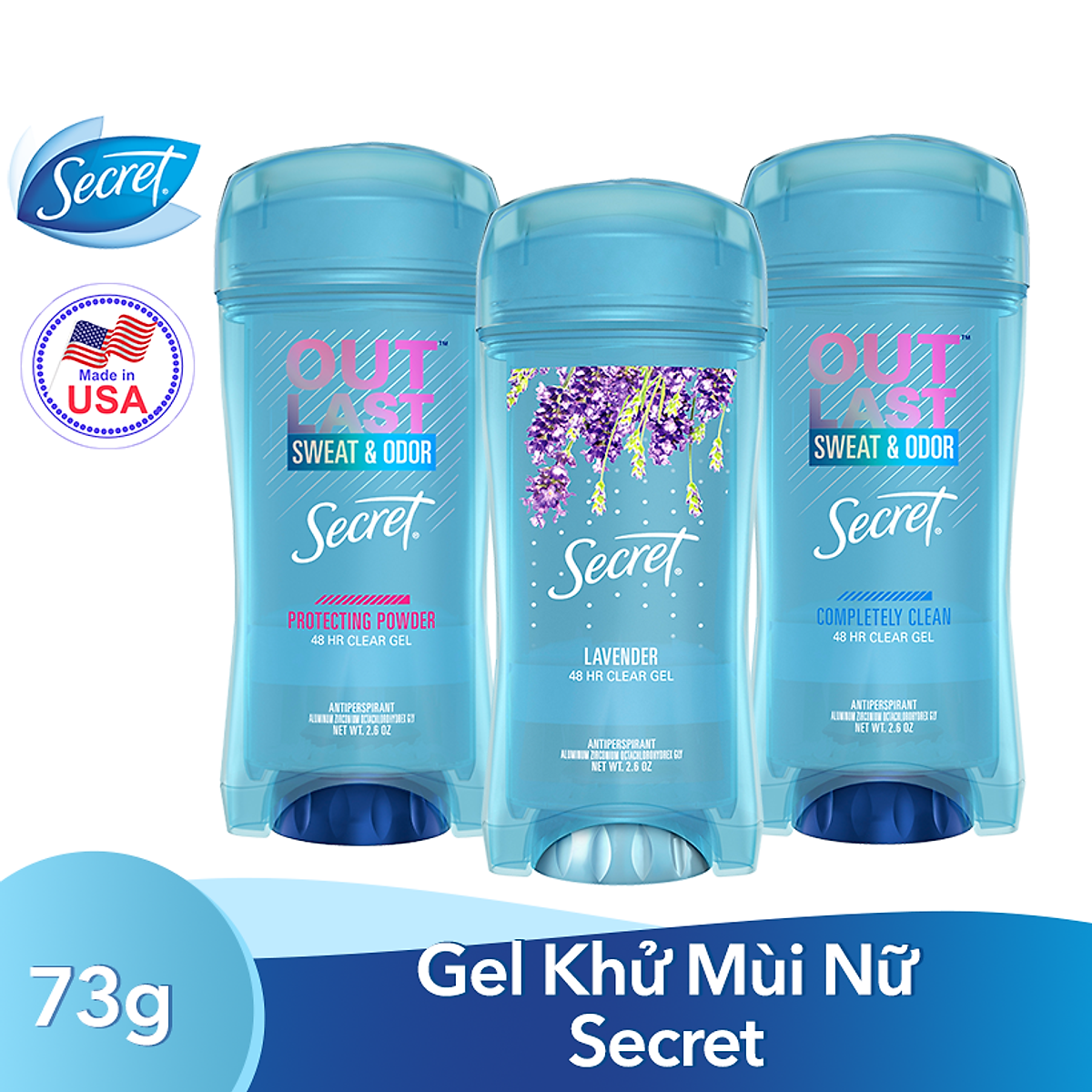 Lăn Sáp khử mùi nữ Secret Clear Gel 73g Made in USA