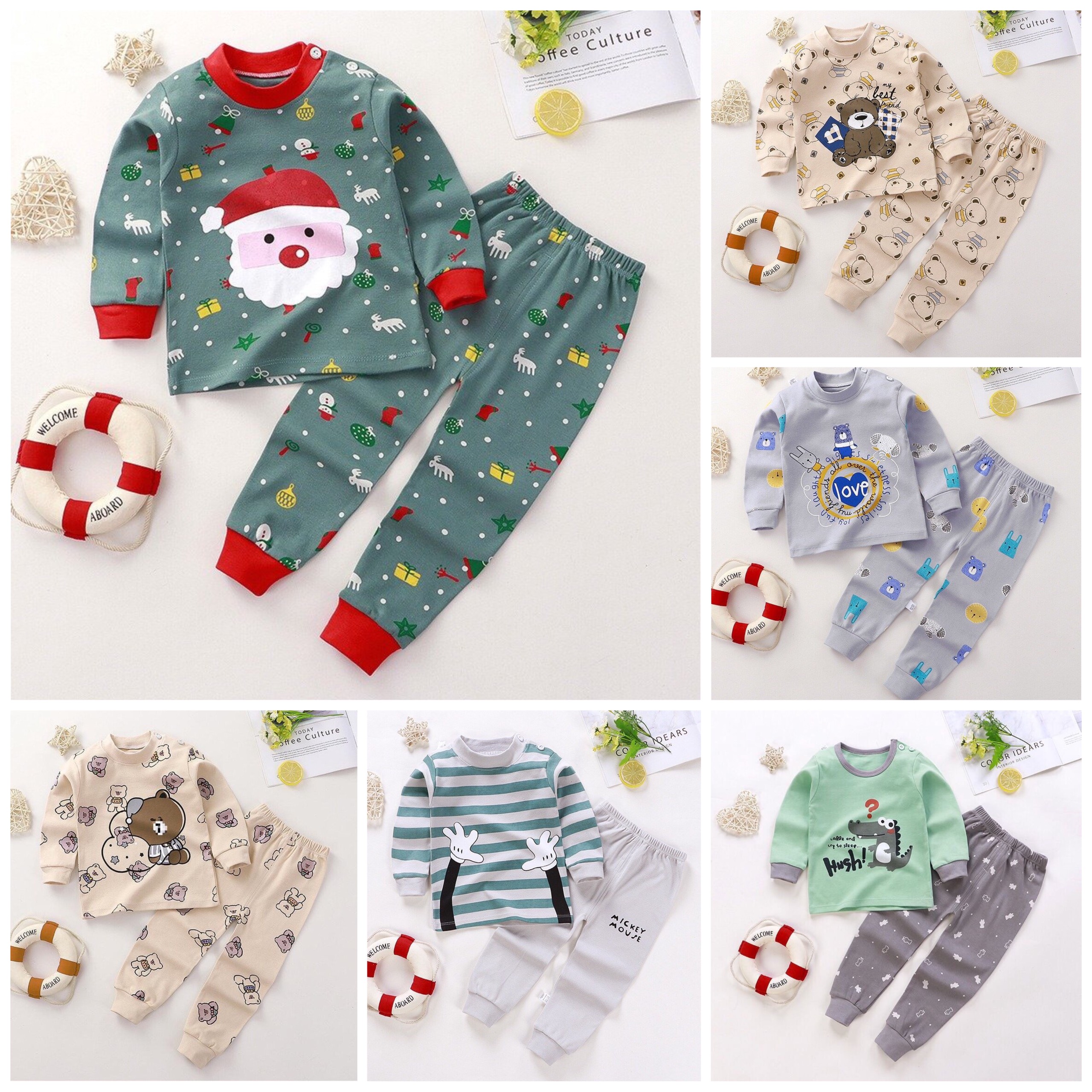BỘ QUẦN ÁO TRẺ EM TAY DÀI CHO BÉ,quần áo thu đông hàng quảng châu chất liệu cotton, hình ảnh được in sắc nét !!Chubby!!