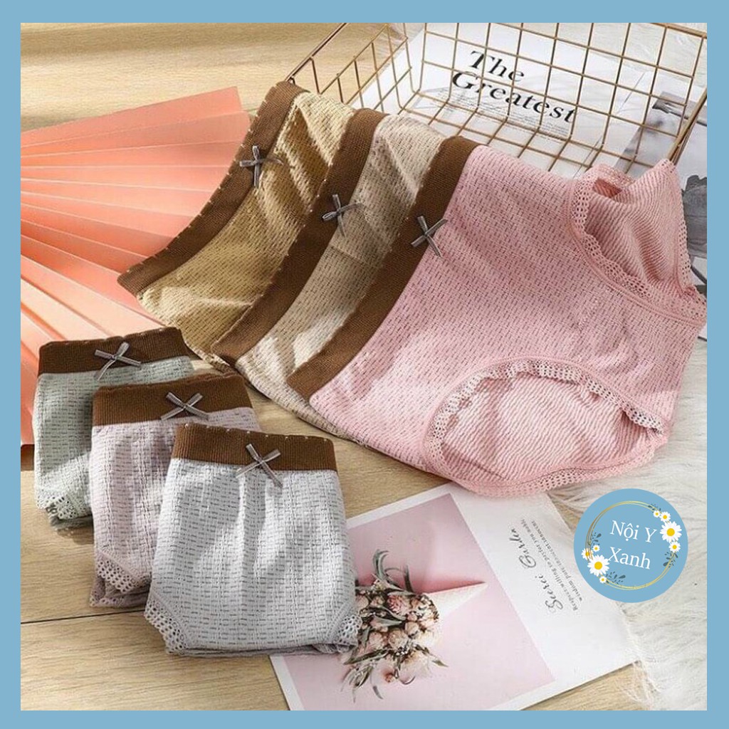 Quần lót nữ cotton thông hơi dệt kim cao cấp co giãn 4 chiều 3313 -quần lót cotton ren nơ cài trước xuất, chất liệu
