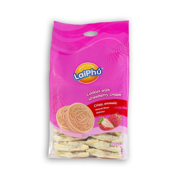 [HCM]Bánh French Cookies Lai Phú Vị Dâu Hộp 350g