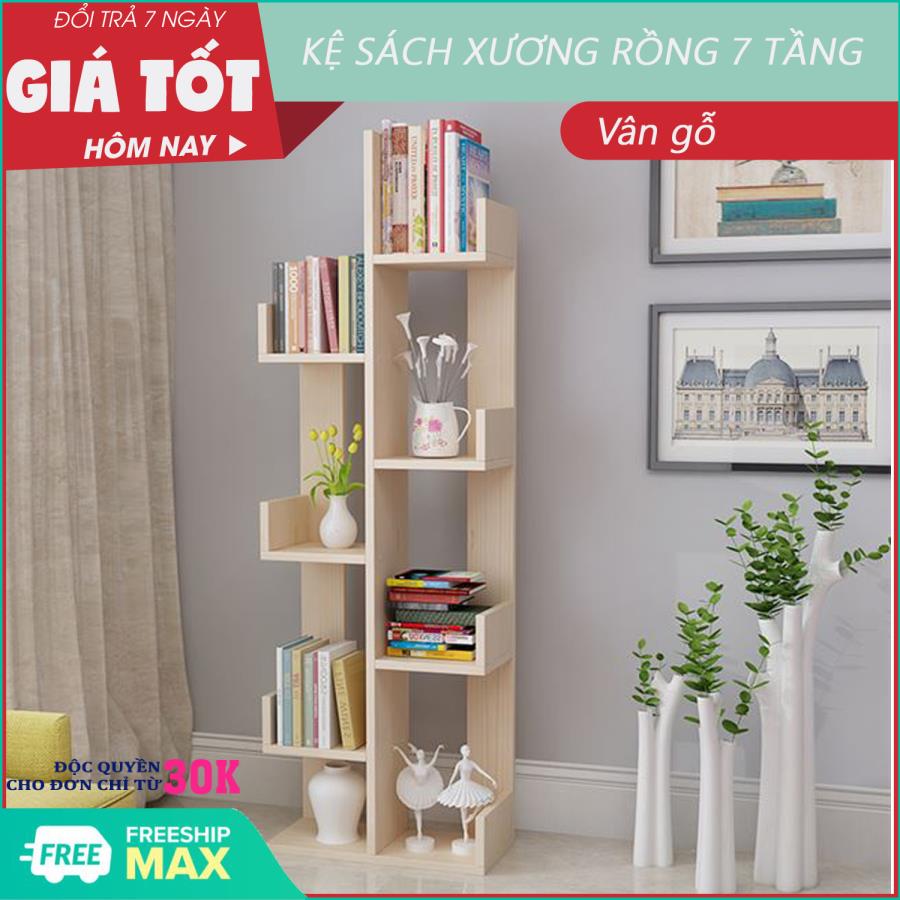 Kệ sách gỗ, kệ sách gỗ xương rồng - Kệ sách - Kích thước 140 x 48 x 20 cm- Chất liệu gỗ chắc chắn, dễ dàng lắp đặt