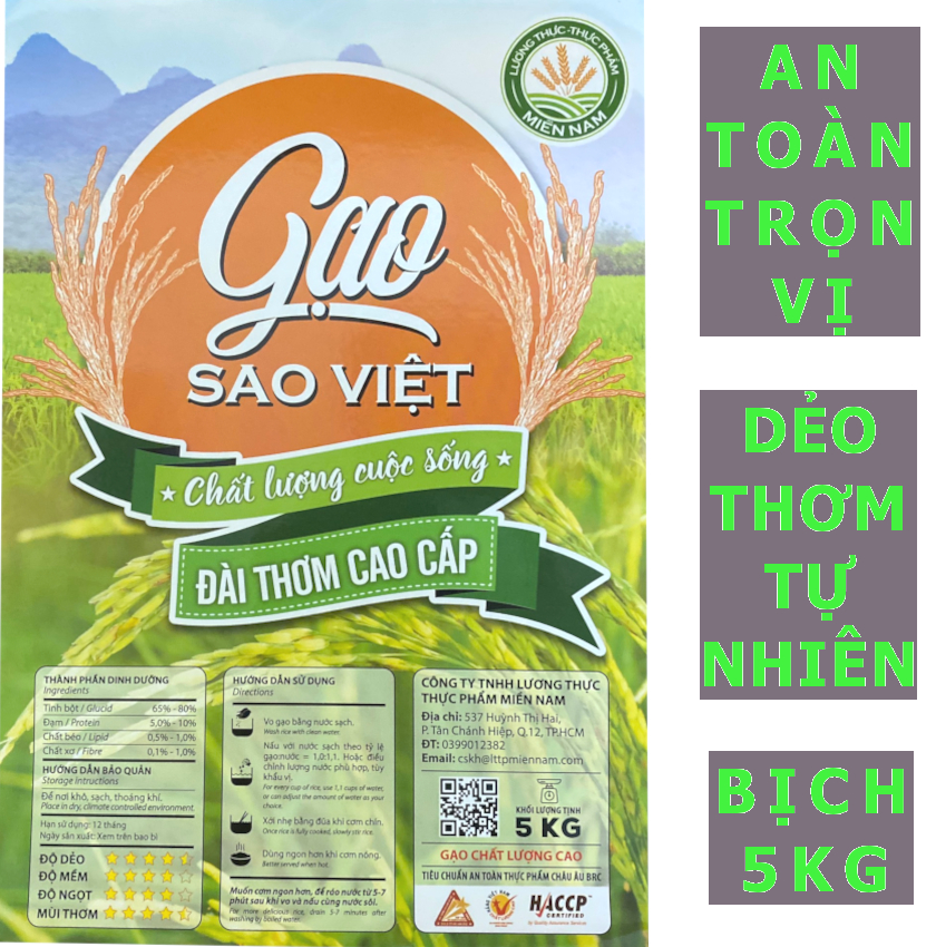 Gạo Đài Thơm Cao Cấp (Bịch 5kg) - Gạo Sao Việt - Gạo Thơm, Gạo Dẻo