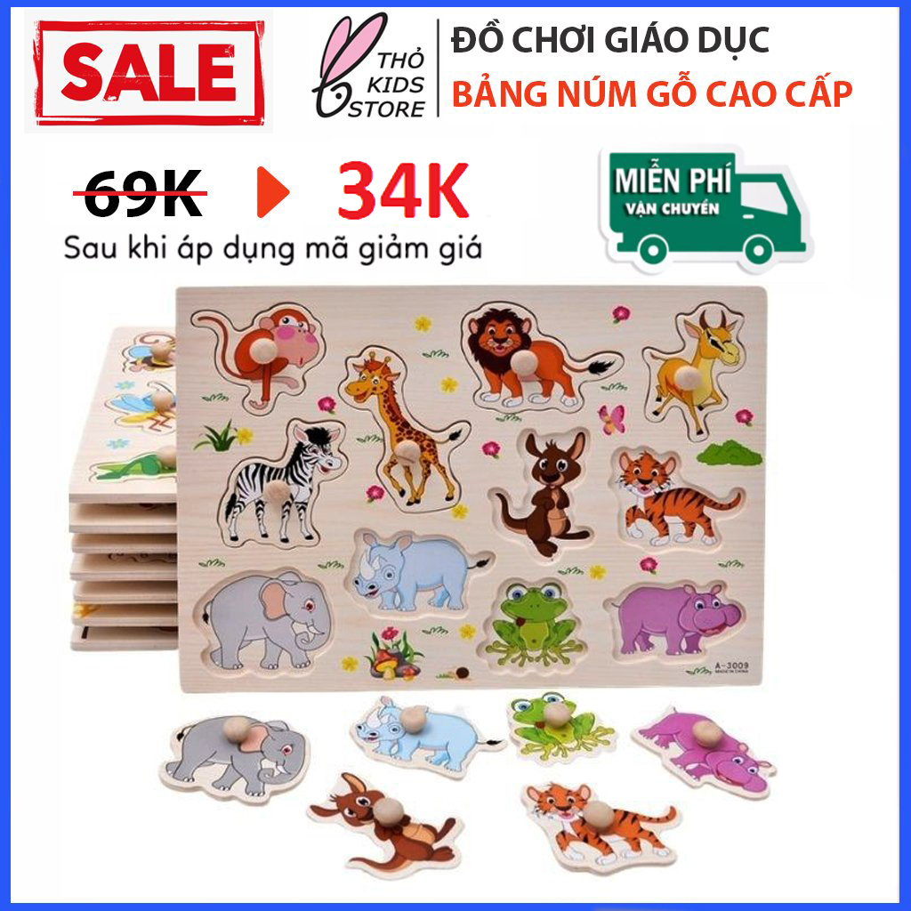 Bảng chữ cái, bảng núm gỗ xếp hình chủ đề chữ cái a-z giúp bé học tiếng anh gỗ ván dày cao cấp, hình mẫu đẹp, đầy màu sắc, an toàn cho bé