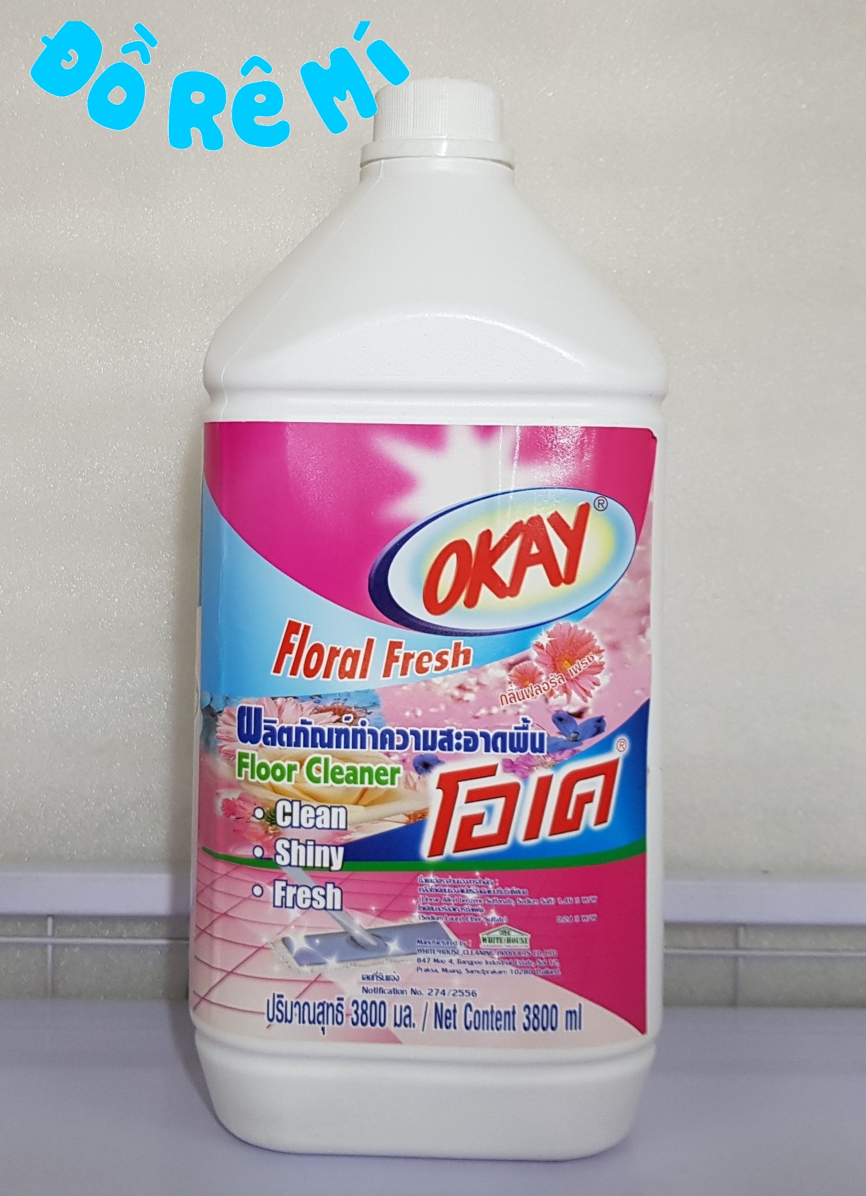 [HCM]Nước lau sàn Okay 3800ml Thái Lan - Màu hồng thơm hương hoa