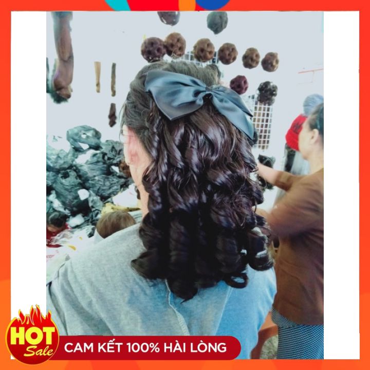 💕siêu sale💕 tóc giả nguyên đầu - tóc giả trung niên búi kèm nơ dạng cài, siêu đẹp, siêu mượt - nhiều màu