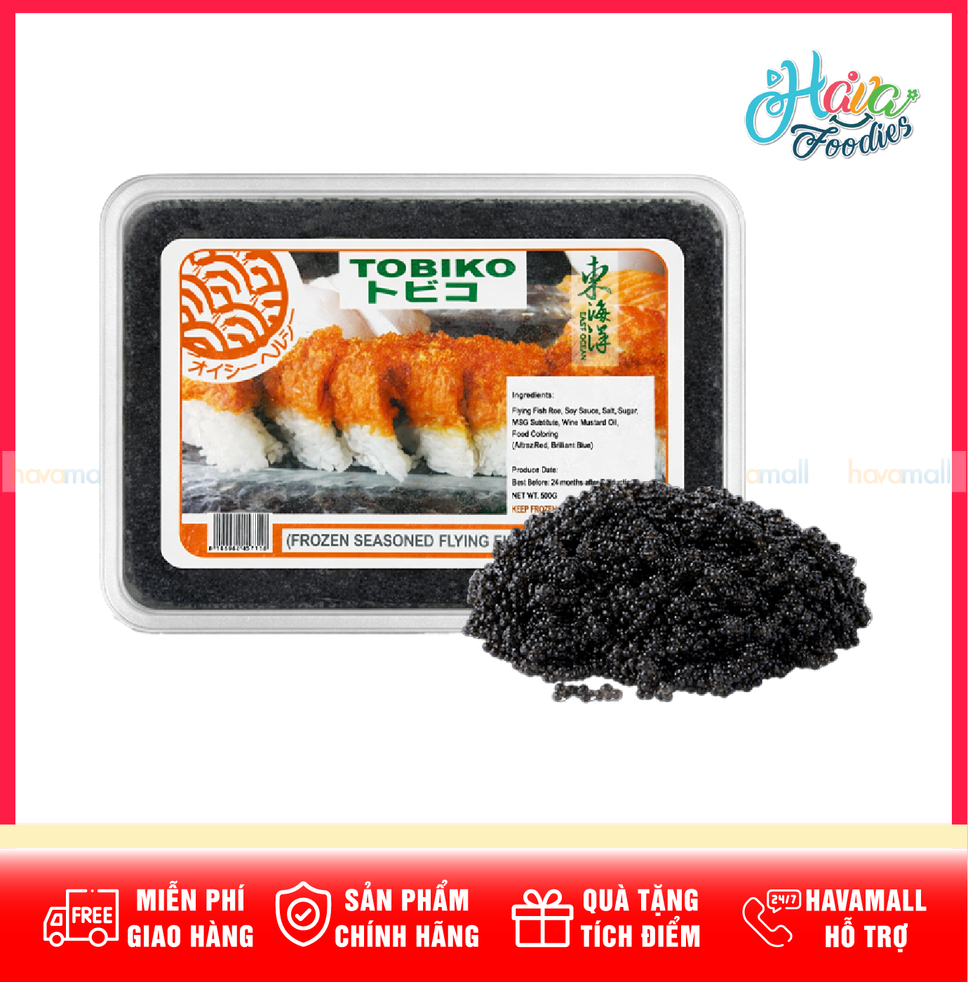 Tobiko Flying Fish Roe – Frozen Seasoned Flying Fish Roe