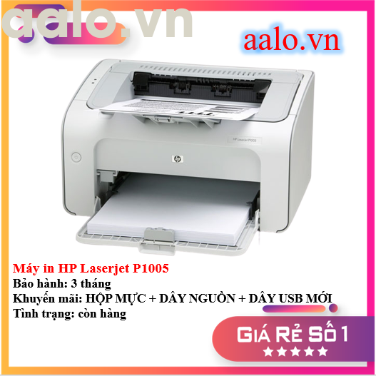 Máy in HP Laserjet P1005 - Máy in HP Laserjet 1005 - KÈM HỘP MỰC  DÂY NGUỒN  DÂY USB MỚI - AALO.VN