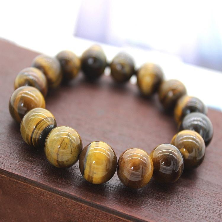 Vòng Tay Phong Thủy Tài Lộc Đá Mắt Hổ Nâu 16 Ly LD017