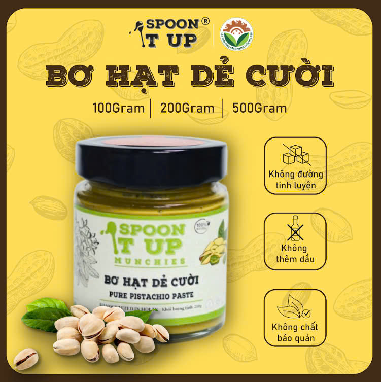 Bơ Hạt Dẻ Cười Nguyên Chất/ Pistachio Paste, Không Đường, Tốt Cho Sức Khỏe, - Spoon It Up