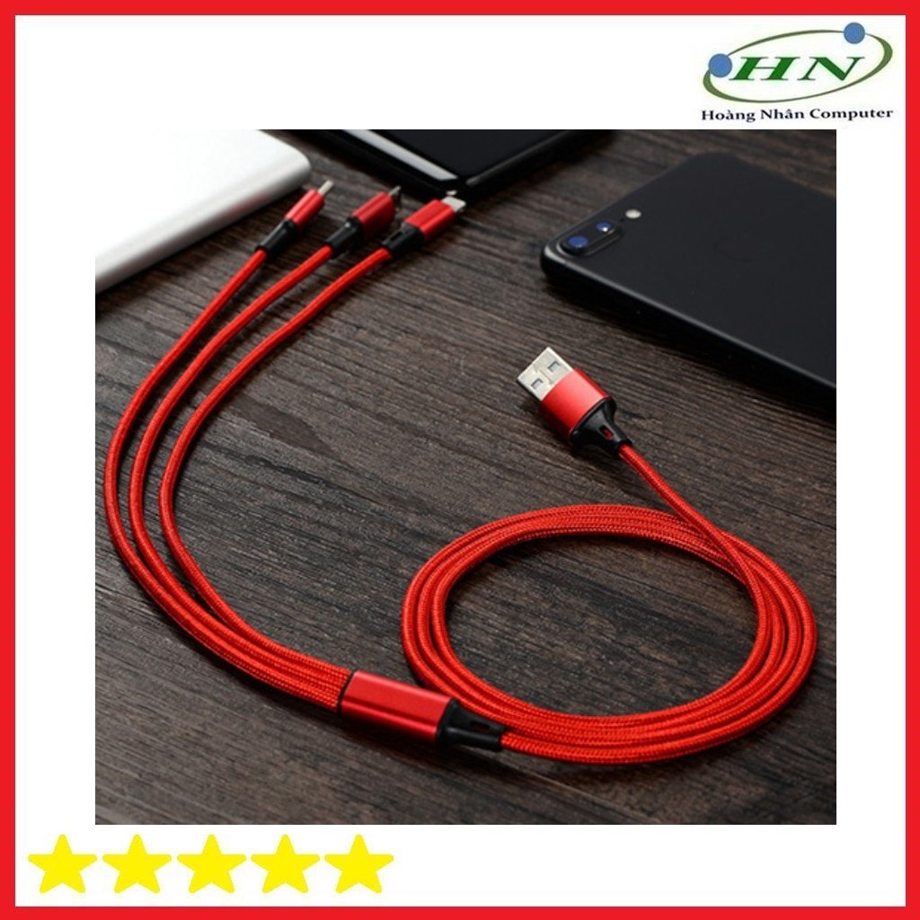 Cáp sạc nhanh điện thoại 3 in 1 đa năng Lightning - Micro - Type C-DS7