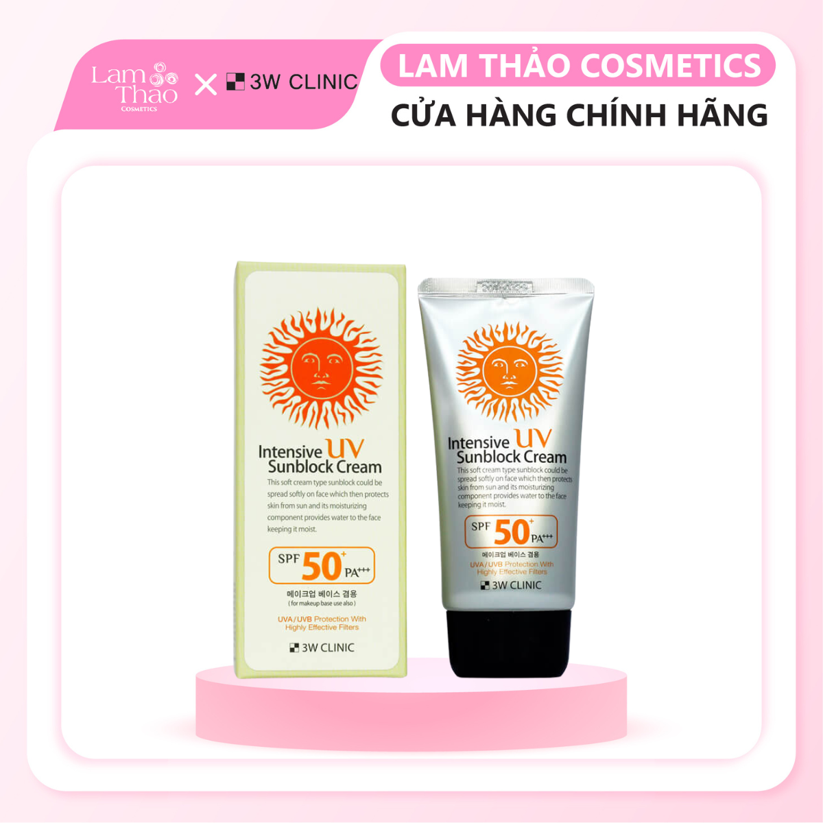 Kem Chống Nắng 3W Clinic Intensive UV Sunblock Cream SPF50+ PA+++ 70ML