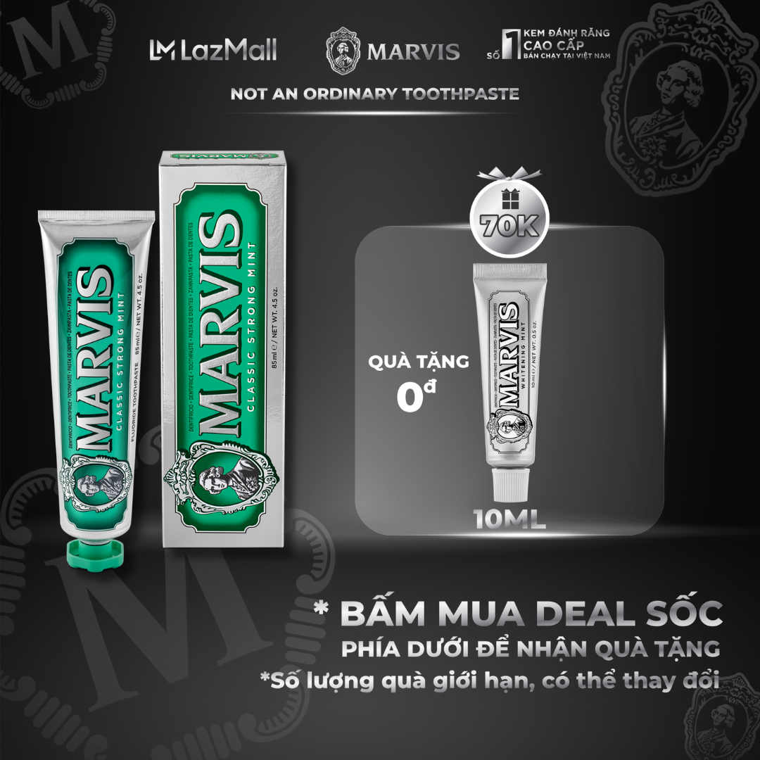 Kem đánh răng marvis classic strong mint 85ml