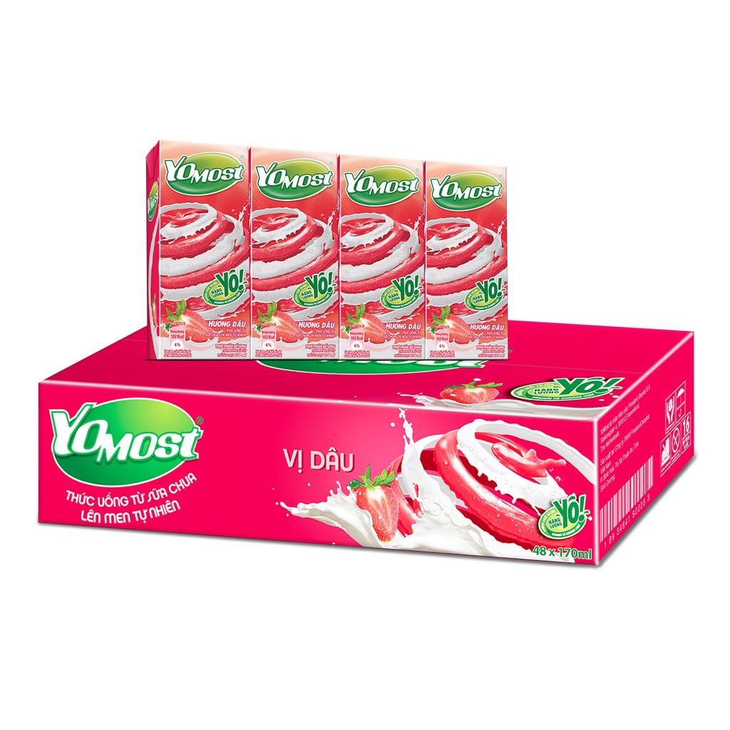 Thùng 48 hộp sữa chua uống yomost hương dâu 170ml - hsd luôn mới