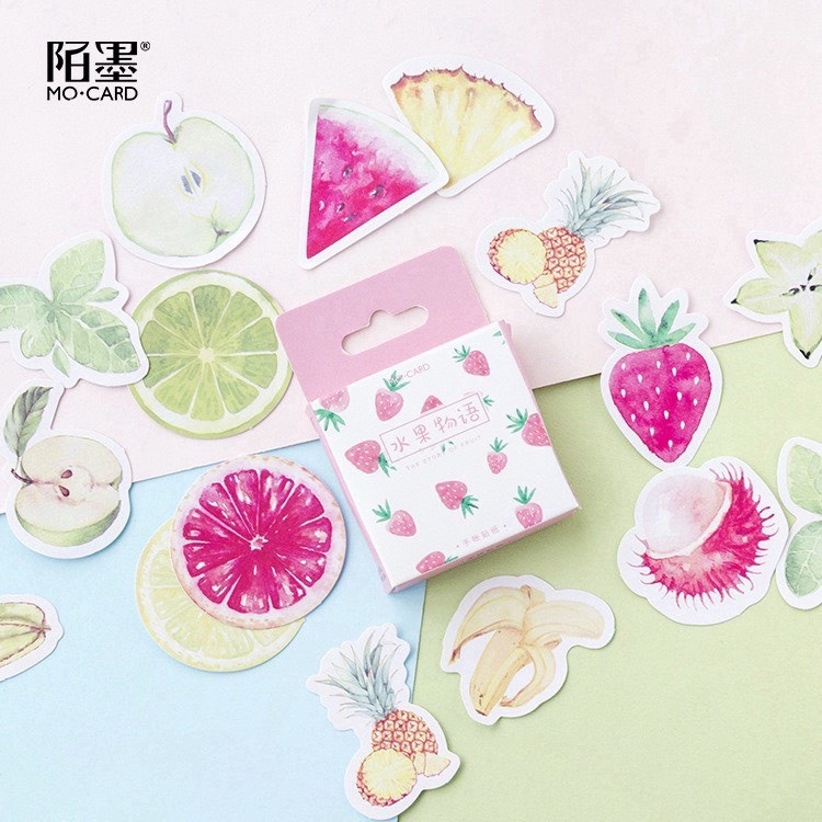 Bộ 45 hình dán sticker Hình Trái Cây trang trí sổ tay DIY