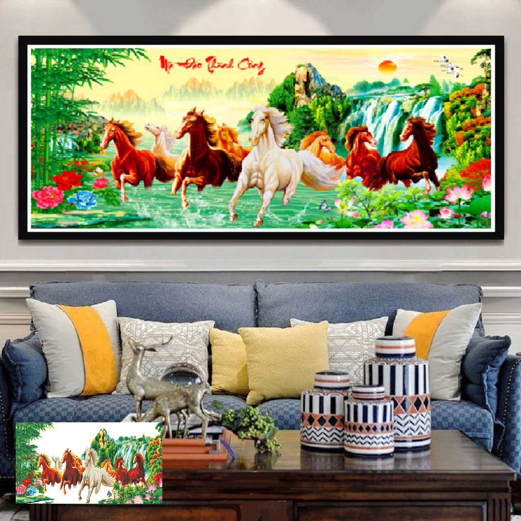 Tranh đính đá Mã Đáo Thành Công LV277 - Kích thước  150x64cm