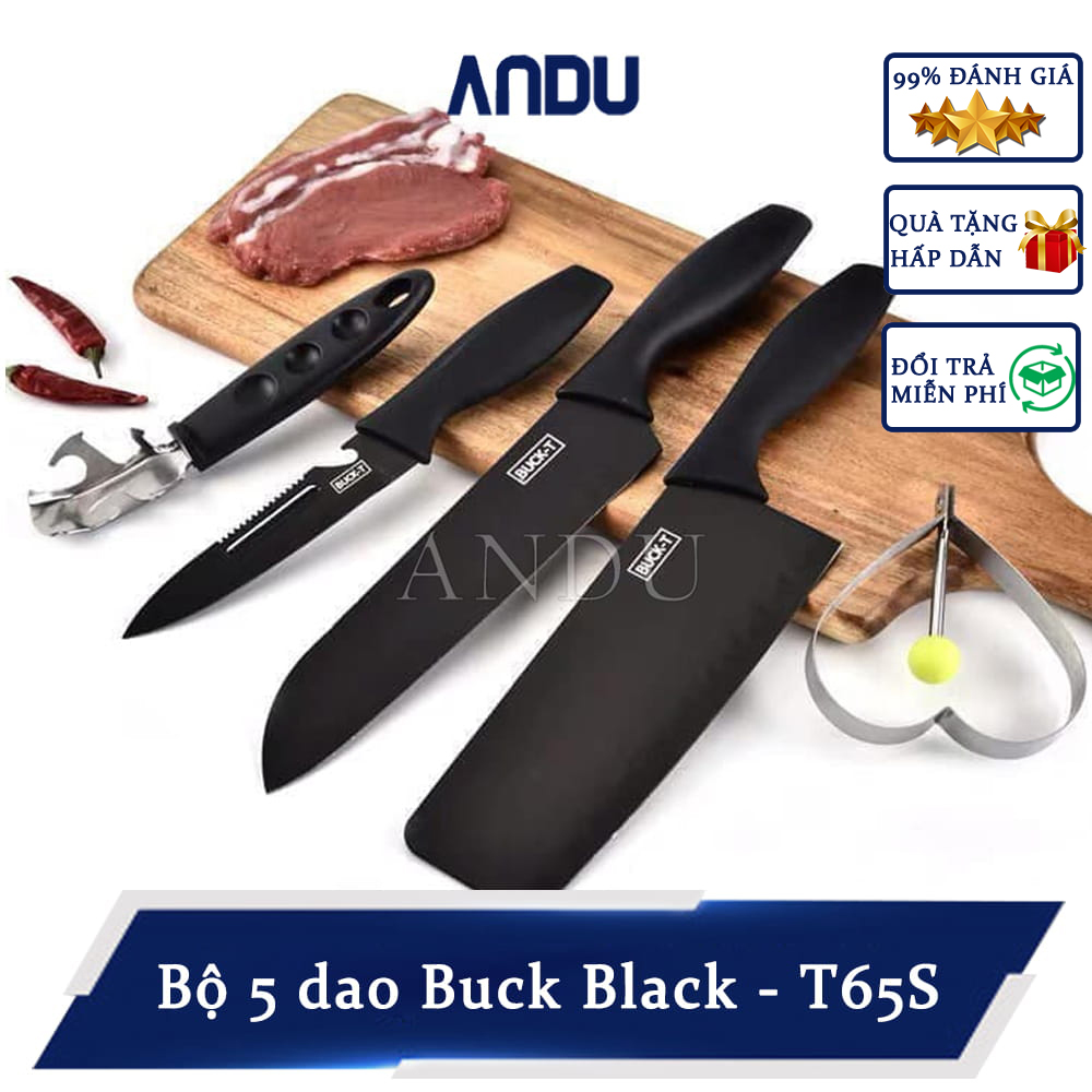 Bộ 5 dao nhà bếp cao cấp buck black t65s siêu tiện lợi