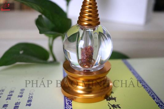 Tháp xá lợi đỉnh đồng đế tròn đồng 11cm
