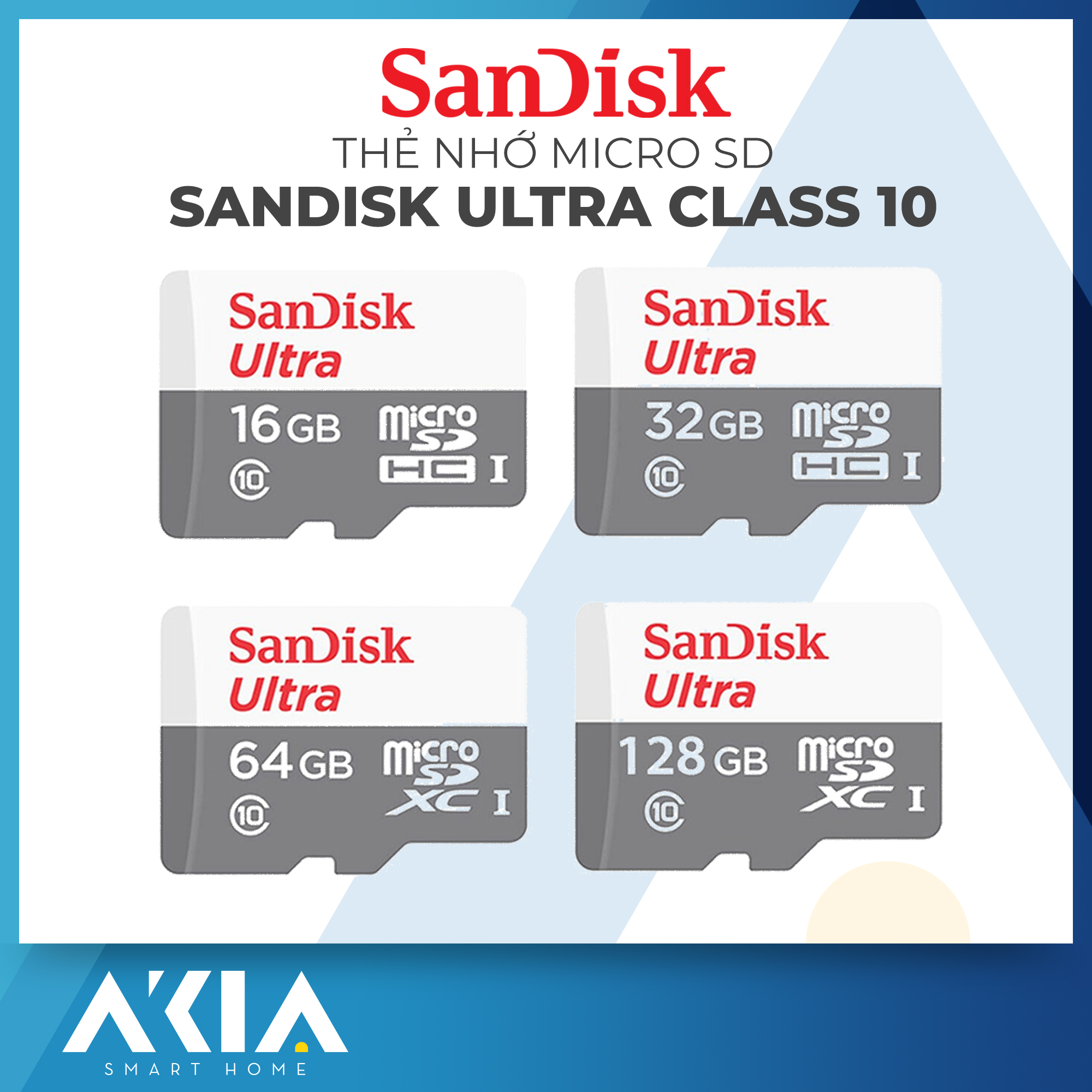 Thẻ nhớ microsd sandisk ultra, thẻ nhớ 128gb/thẻ nhớ 64gb/thẻ nhớ 32gb - thẻ nhớ tốc độ cao 100mb/s class 10, thẻ nhớ điện thoại, micro sd card - hàng chính hãng bh 5 năm