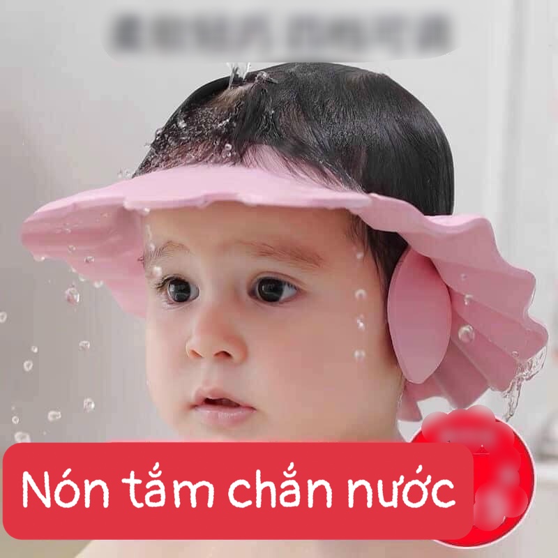 Nón tắm chắn nước an toàn cho bé có nút cài điều chỉnh 7 nấc