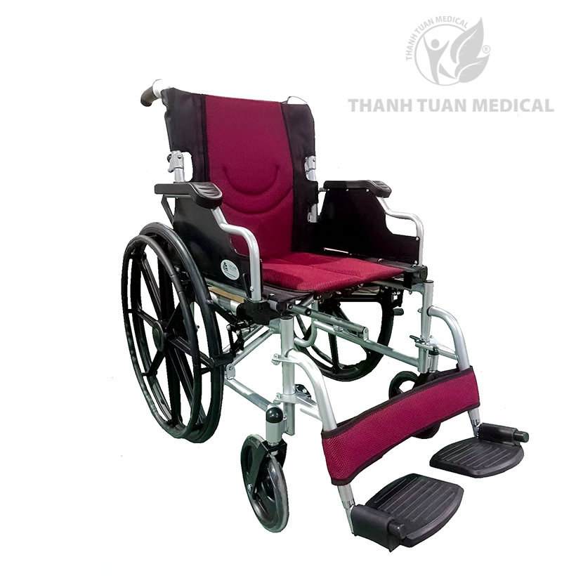 Xe lăn thể thao Lucass X-39B - Xe lăn tay bánh mâm, đệm ngồi siêu êm, có gác chân tháo rời