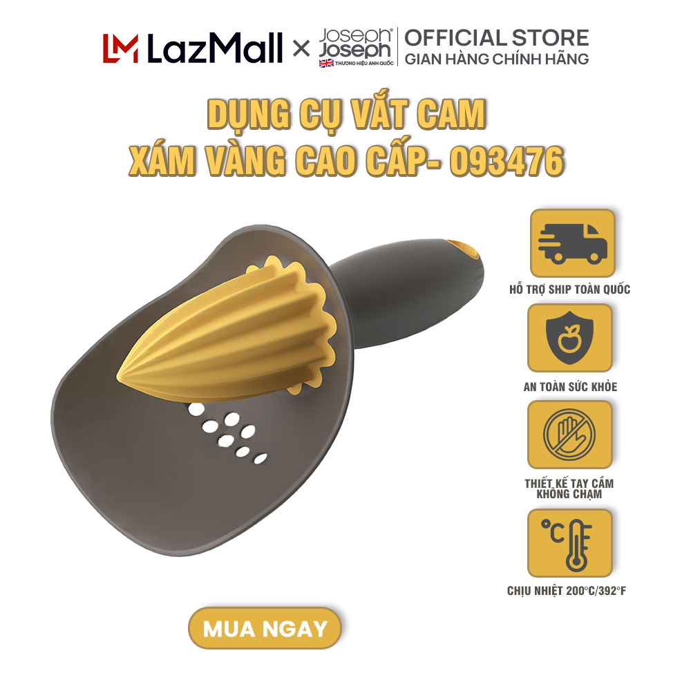 Dụng cụ vắt cam Joseph Joseph xám/vàng- JJ093476, được thiết kế thông minh giúp bạn có thể tách được nước cốt chanh, cam một cách nhanh chóng, tiện lợi