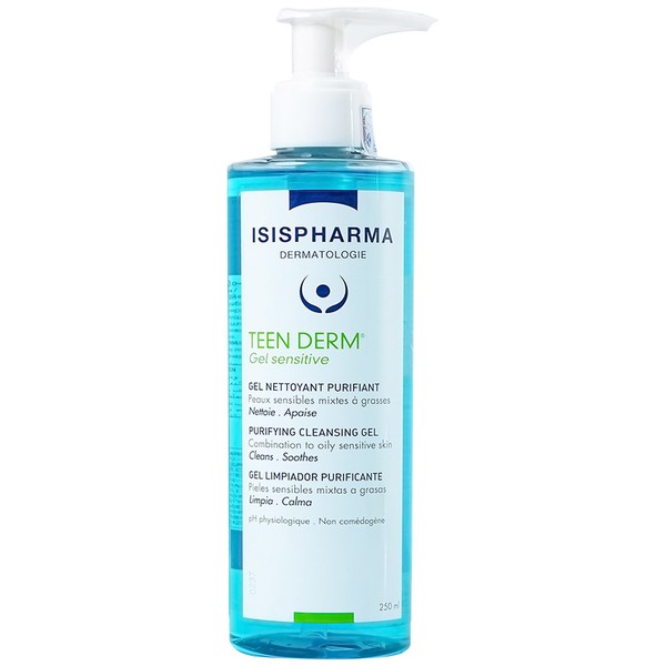 Gel rửa mặt giảm nhờn, ngừa mụn cho da nhạy cảm và da thường isis pharma teenderm gel sensitive