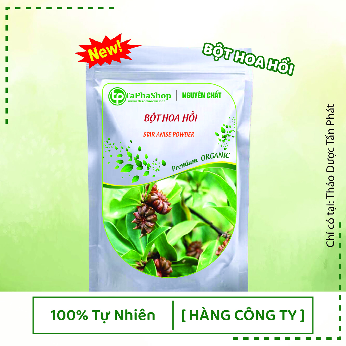 Bột Hoa Hồi Tấn Phát Túi lớn loại 1kg - Gia Vị Tự Nhiên Chuẩn Vị, Tiện Lợi