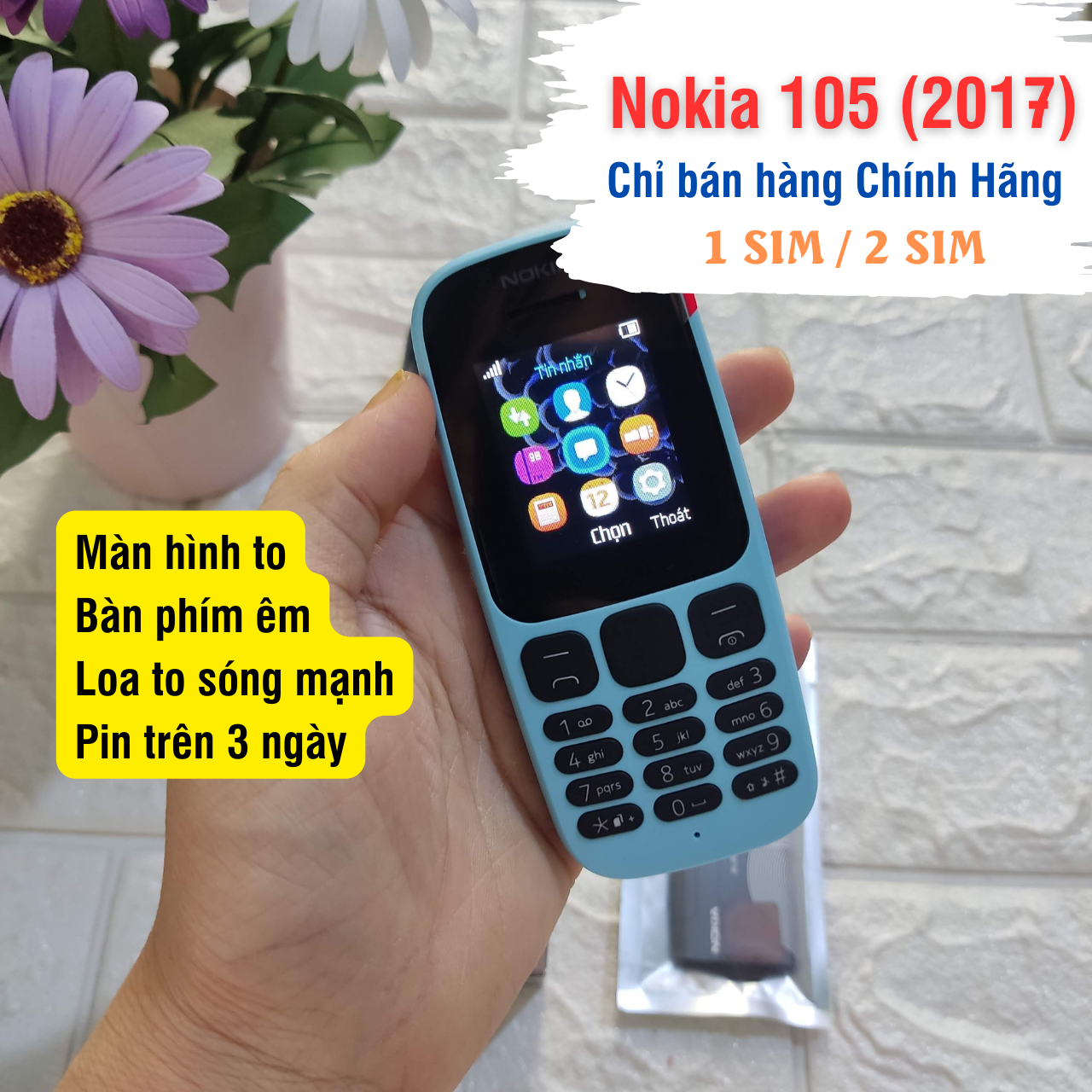 [GIÁ TỐT] Điện thoại Nokia 105 (2017) 1 SIM 2 SIM